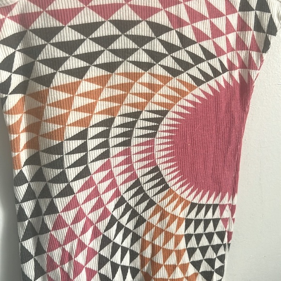 Free People Pink and Orange Geometric Ribbed Racerback Tank Top - Picture 4 of 5